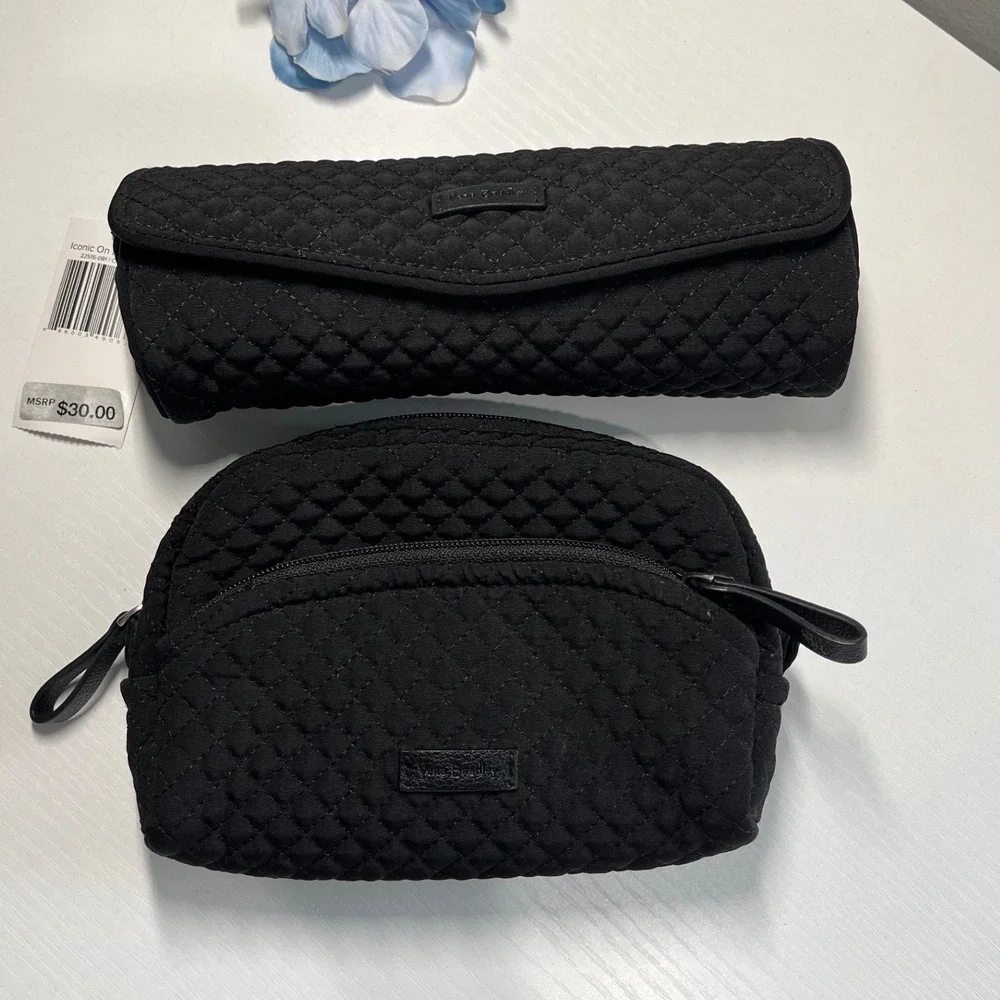 Vera Bradley Black Quilted Cosmetic Bag Set